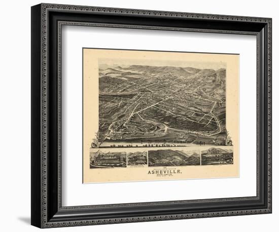 1891, Asheville Bird's Eye View, North Carolina, United States-null-Framed Giclee Print