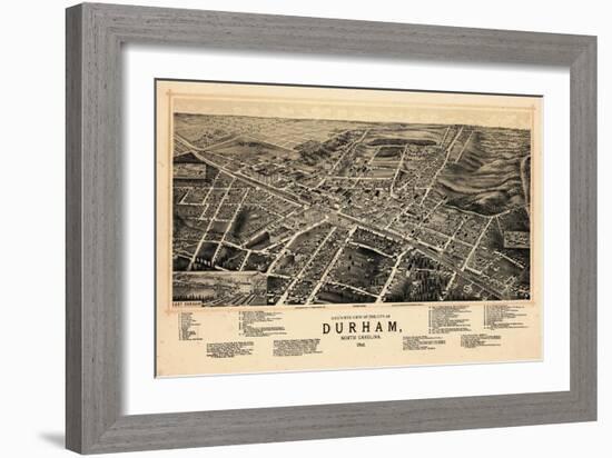 1891, Durham Bird's Eye View, North Carolina, United States-null-Framed Giclee Print