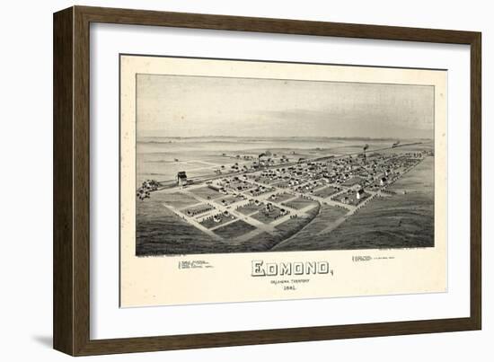 1891, Edmond Bird's Eye View, Oklahoma, United States-null-Framed Giclee Print