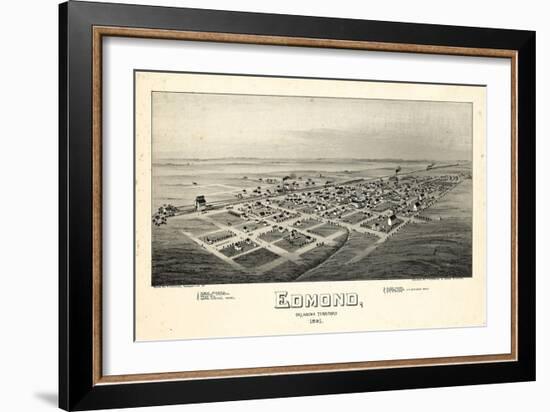 1891, Edmond Bird's Eye View, Oklahoma, United States-null-Framed Giclee Print