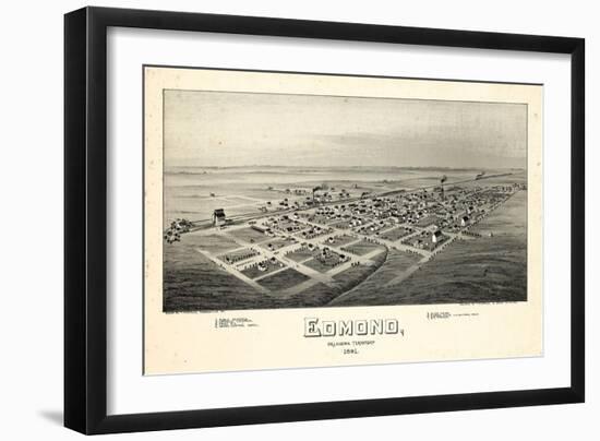 1891, Edmond Bird's Eye View, Oklahoma, United States-null-Framed Giclee Print
