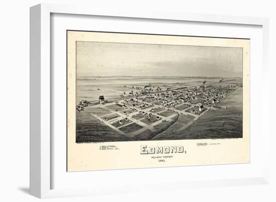 1891, Edmond Bird's Eye View, Oklahoma, United States-null-Framed Giclee Print