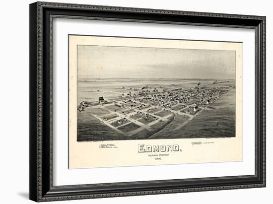 1891, Edmond Bird's Eye View, Oklahoma, United States-null-Framed Giclee Print