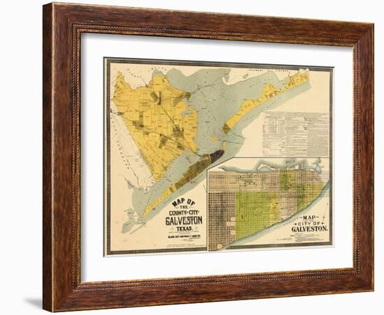 1891, Galveston County Wall Map, Texas, United States-null-Framed Giclee Print