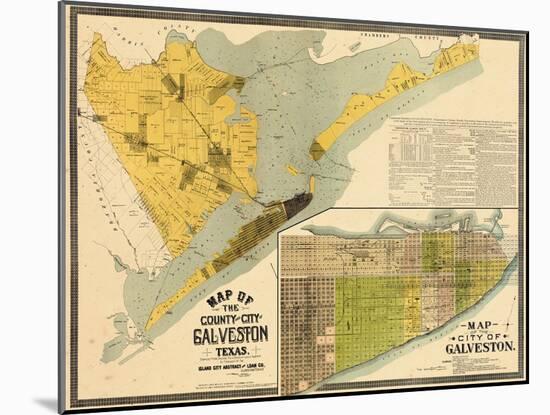 1891, Galveston County Wall Map, Texas, United States-null-Mounted Giclee Print