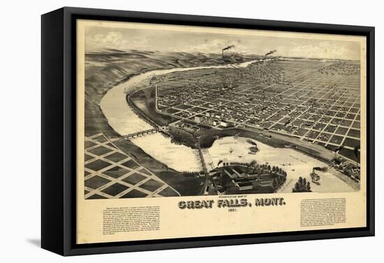 1891, Great Falls Bird's Eye View, Montana, United States-null-Framed Premier Image Canvas