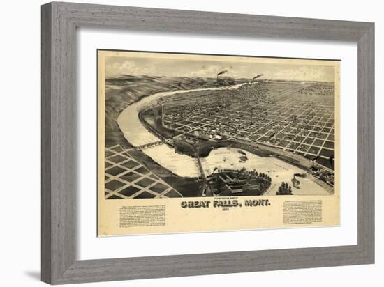 1891, Great Falls Bird's Eye View, Montana, United States-null-Framed Giclee Print