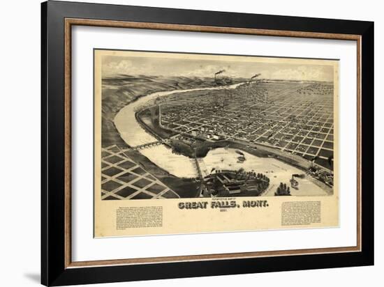 1891, Great Falls Bird's Eye View, Montana, United States-null-Framed Giclee Print