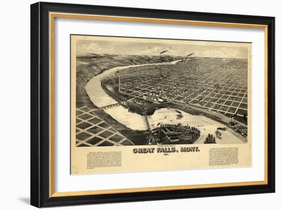 1891, Great Falls Bird's Eye View, Montana, United States-null-Framed Giclee Print