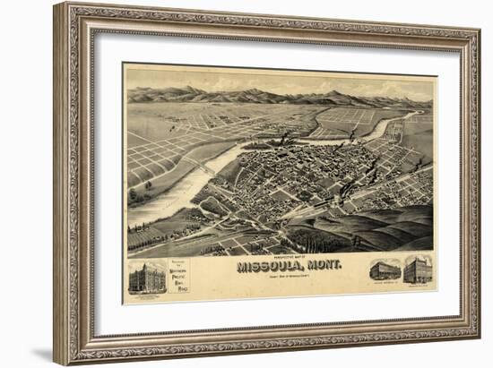 1891, Missoula Bird's Eye View, Montana, United States-null-Framed Giclee Print