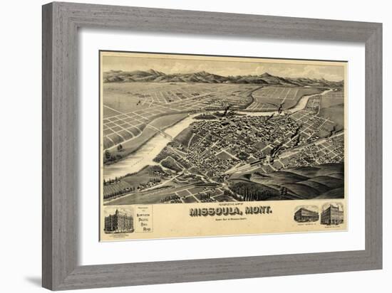 1891, Missoula Bird's Eye View, Montana, United States-null-Framed Giclee Print