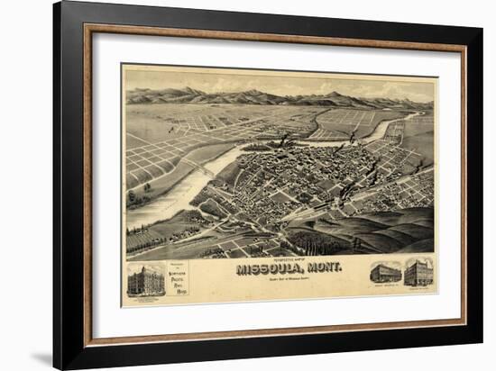 1891, Missoula Bird's Eye View, Montana, United States-null-Framed Giclee Print