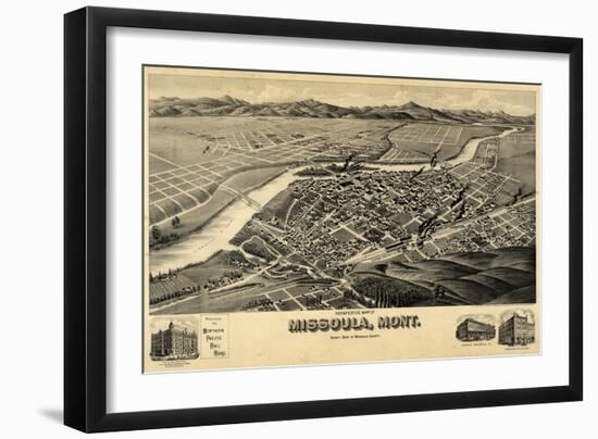 1891, Missoula Bird's Eye View, Montana, United States-null-Framed Giclee Print