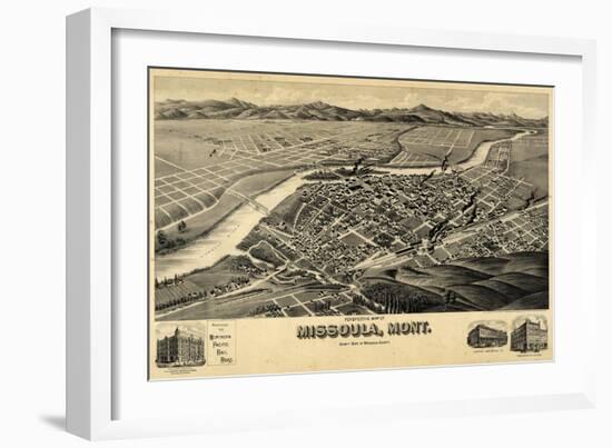 1891, Missoula Bird's Eye View, Montana, United States-null-Framed Giclee Print