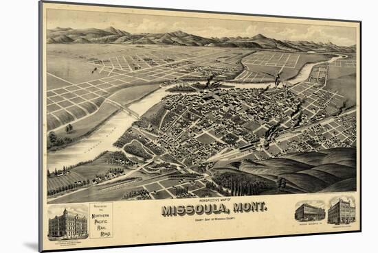 1891, Missoula Bird's Eye View, Montana, United States-null-Mounted Giclee Print
