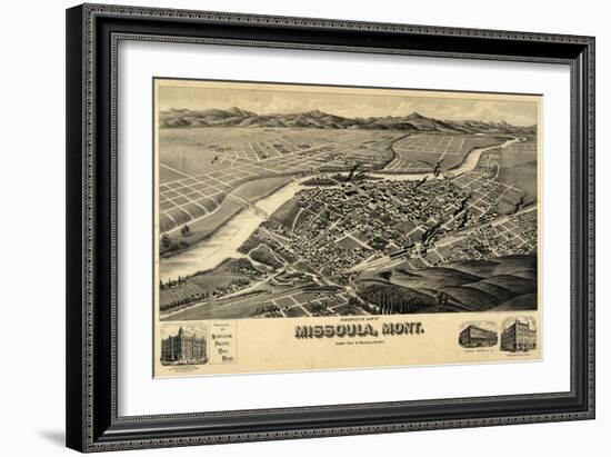 1891, Missoula Bird's Eye View, Montana, United States-null-Framed Giclee Print