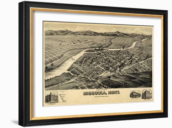 1891, Missoula Bird's Eye View, Montana, United States-null-Framed Giclee Print