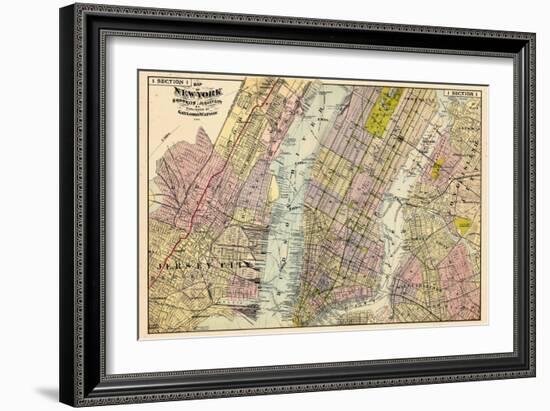 1891, New York, Map, Brooklyn, Jersey City, New York, United States-null-Framed Giclee Print