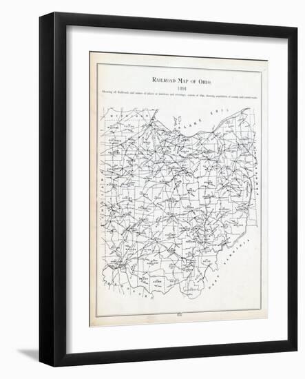 1891, Ohio Railroad Map, Ohio, United States-null-Framed Giclee Print