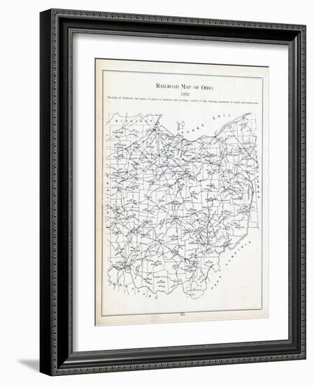 1891, Ohio Railroad Map, Ohio, United States-null-Framed Giclee Print