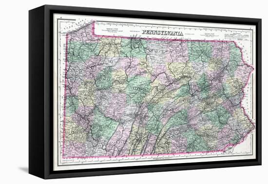 1891, Pennsylvania State Map, Pennsylvania, United States-null-Framed Premier Image Canvas