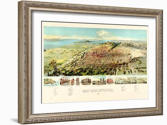 1891, Salt Lake City Bird's Eye View, Utah, United States-null-Framed Giclee Print