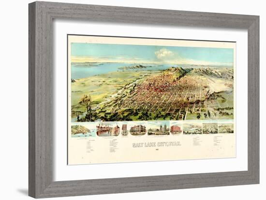 1891, Salt Lake City Bird's Eye View, Utah, United States-null-Framed Giclee Print