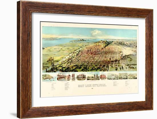 1891, Salt Lake City Bird's Eye View, Utah, United States-null-Framed Giclee Print