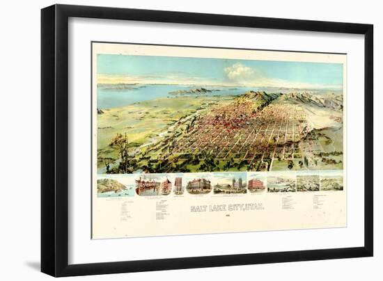 1891, Salt Lake City Bird's Eye View, Utah, United States-null-Framed Giclee Print