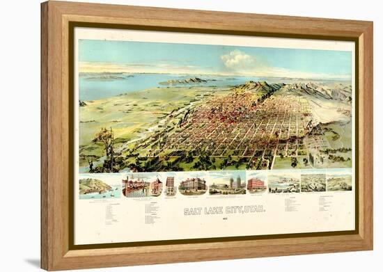 1891, Salt Lake City Bird's Eye View, Utah, United States-null-Framed Premier Image Canvas