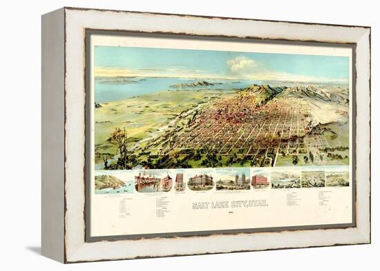 1891, Salt Lake City Bird's Eye View, Utah, United States-null-Framed Premier Image Canvas