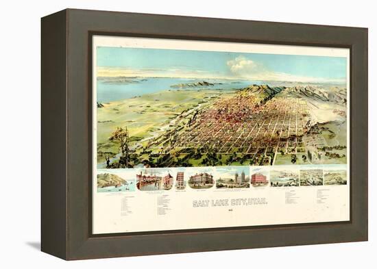 1891, Salt Lake City Bird's Eye View, Utah, United States-null-Framed Premier Image Canvas