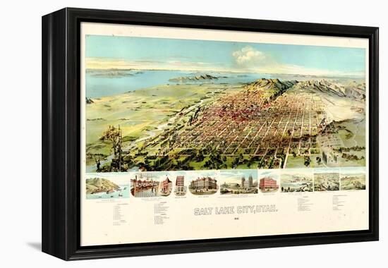 1891, Salt Lake City Bird's Eye View, Utah, United States-null-Framed Premier Image Canvas