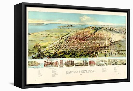 1891, Salt Lake City Bird's Eye View, Utah, United States-null-Framed Premier Image Canvas