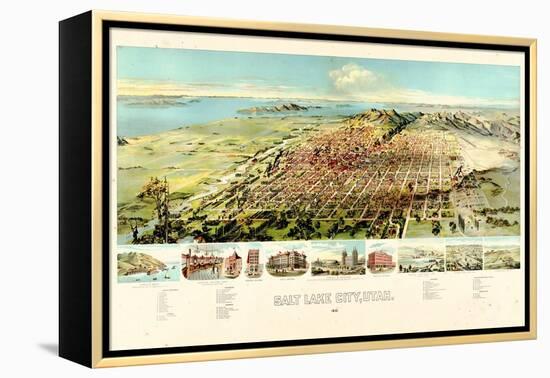 1891, Salt Lake City Bird's Eye View, Utah, United States-null-Framed Premier Image Canvas