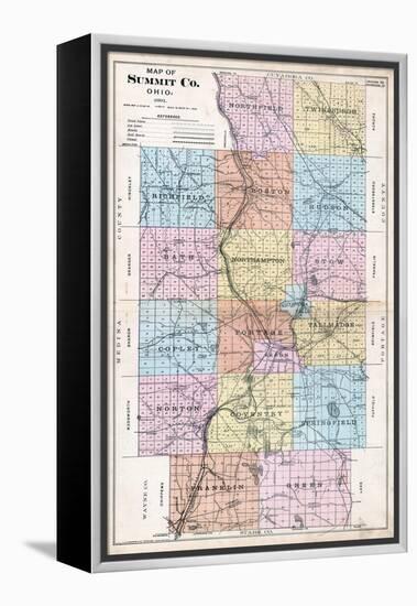 1891, Summit County Map, Ohio, United States-null-Framed Premier Image Canvas