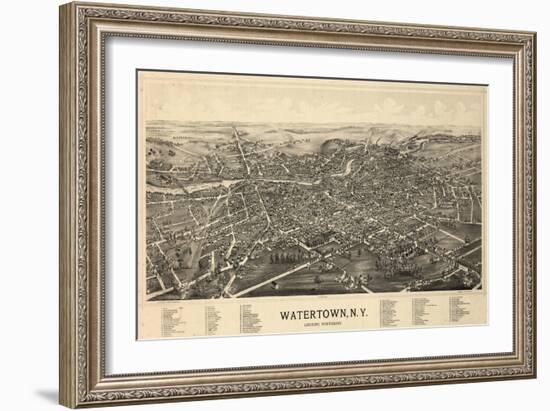 1891, Watertown 1891 Bird's Eye View, New York, United States-null-Framed Giclee Print