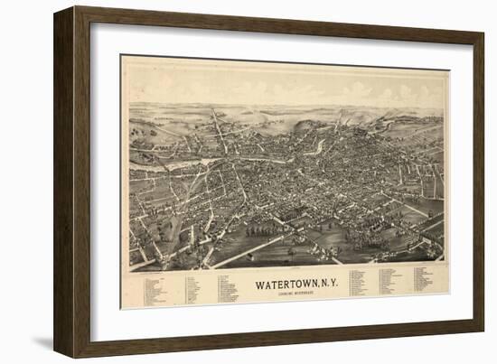 1891, Watertown 1891 Bird's Eye View, New York, United States-null-Framed Giclee Print