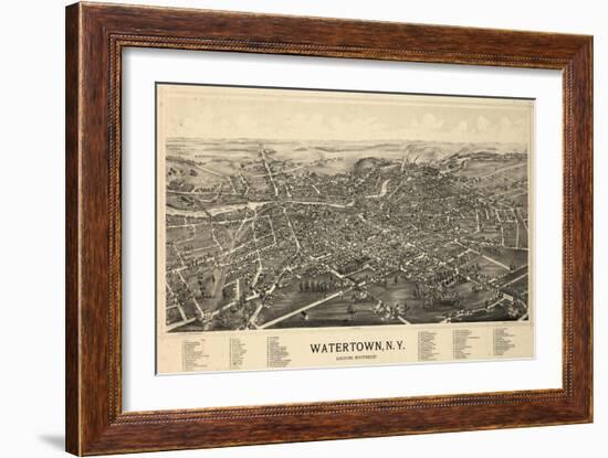 1891, Watertown 1891 Bird's Eye View, New York, United States-null-Framed Giclee Print