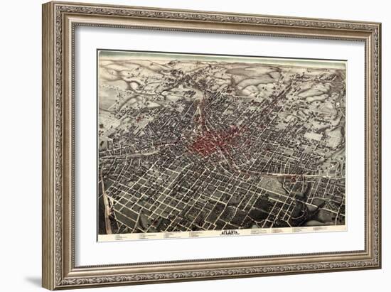 1892, Atlanta Bird's Eye View, Georgia, United States-null-Framed Giclee Print