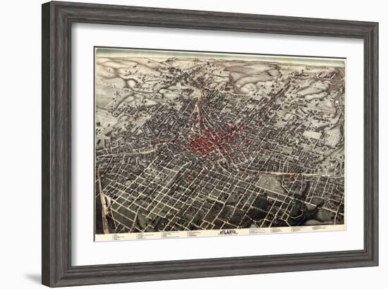 1892, Atlanta Bird's Eye View, Georgia, United States-null-Framed Giclee Print