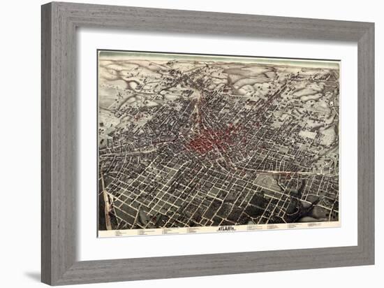 1892, Atlanta Bird's Eye View, Georgia, United States-null-Framed Giclee Print