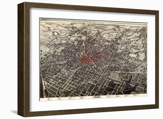 1892, Atlanta Bird's Eye View, Georgia, United States-null-Framed Giclee Print