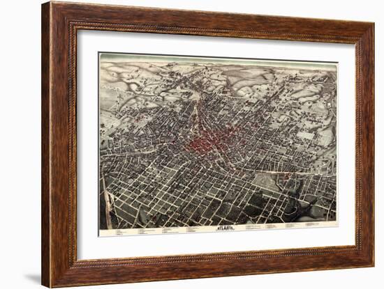 1892, Atlanta Bird's Eye View, Georgia, United States-null-Framed Giclee Print