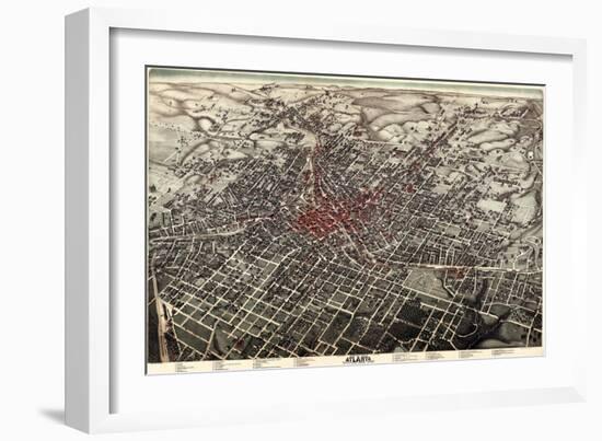 1892, Atlanta Bird's Eye View, Georgia, United States-null-Framed Giclee Print