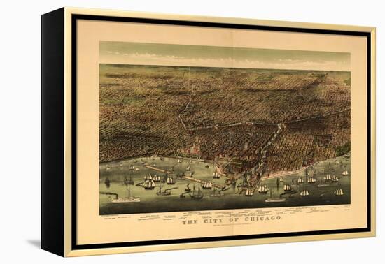 1892 Chicago Map-N. Harbick-Framed Stretched Canvas