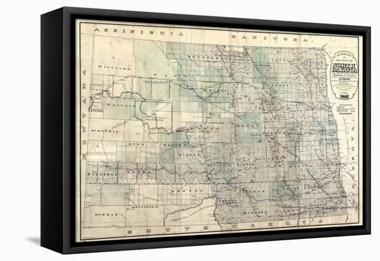 1892, North Dakota 1892 State Map, North Dakota, United States-null-Framed Premier Image Canvas