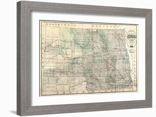 1892, North Dakota 1892 State Map, North Dakota, United States-null-Framed Giclee Print