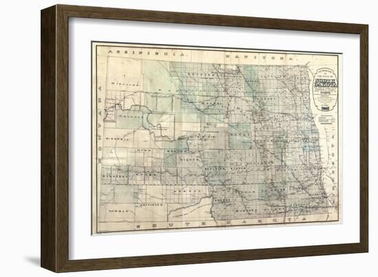 1892, North Dakota 1892 State Map, North Dakota, United States-null-Framed Giclee Print