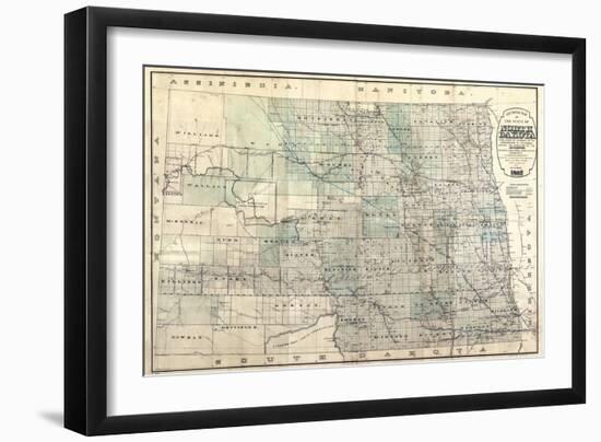 1892, North Dakota 1892 State Map, North Dakota, United States-null-Framed Giclee Print